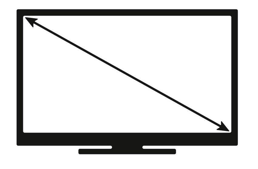 Graphic showing a display with a diagonal marker marking the measurement of a display screen.